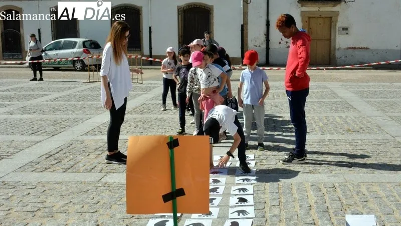 Los niños del colegio Liminares y las mujeres del grupo de gimnasia 'Depende de tí' realizaron juntos ejercicios gimnásticos