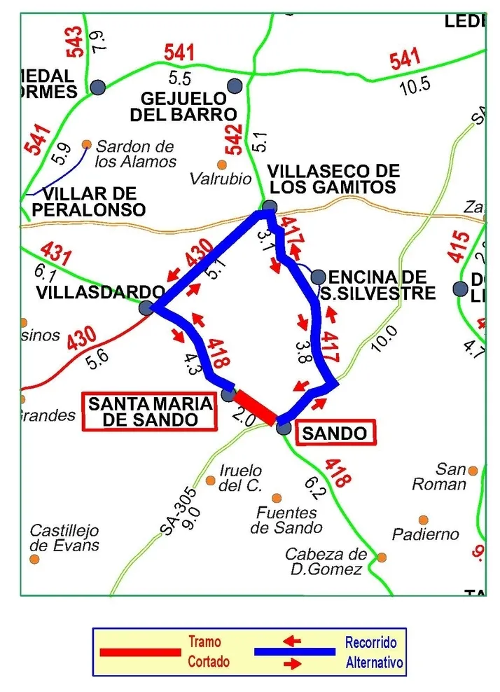 Foto 2 - Cortada por obras la carretera DSA-418 de Sando a Santa Mar&iacute;a de Sando