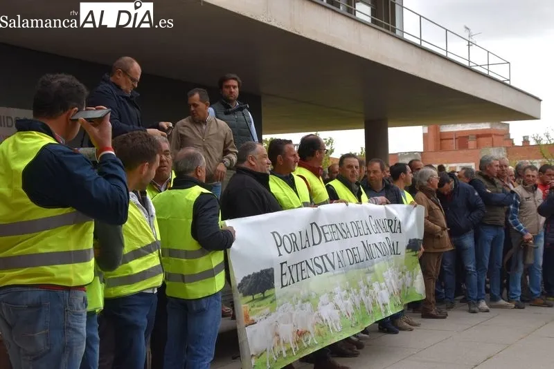 Concentración y protestas de ganaderos frente a la Delegación de la Junta | FOTOS: Vanesa Martins 