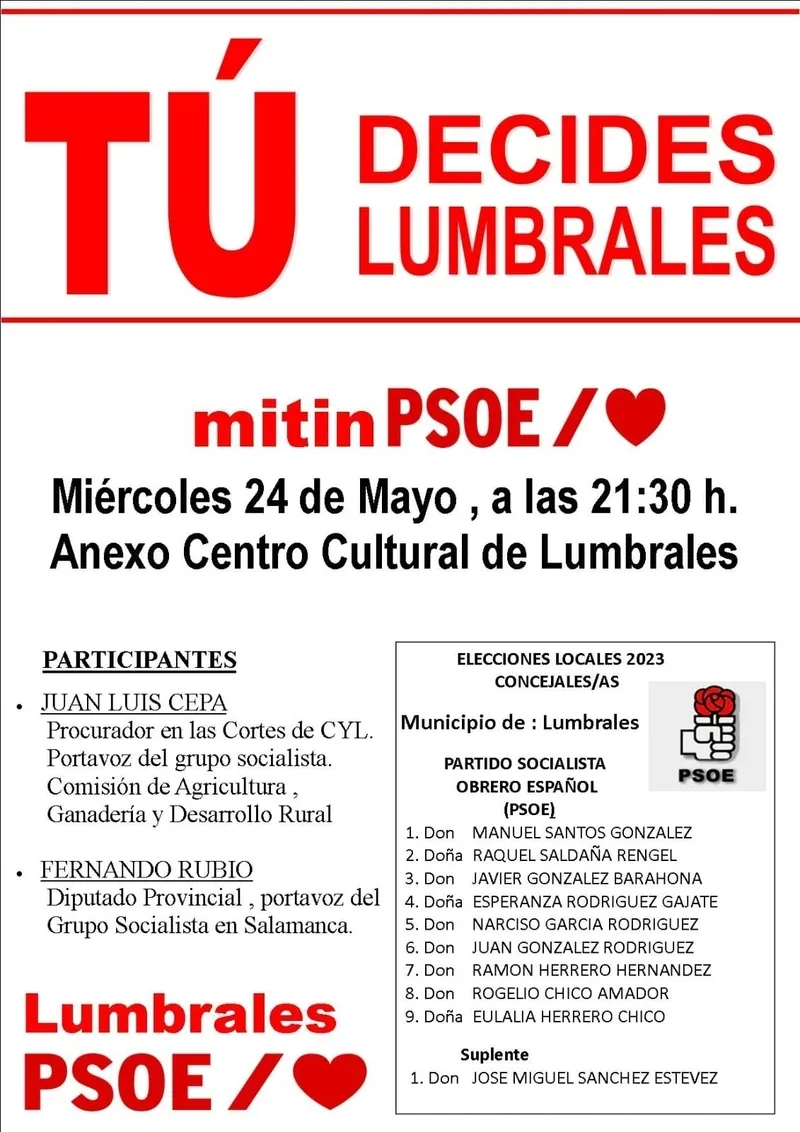 Foto 3 - El PSOE de Lumbrales celebra este mi&eacute;rcoles un acto electoral