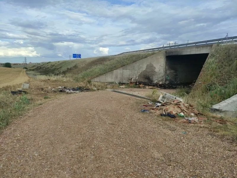 Enseres, basura, residuos y escombros junto a la A-66 
