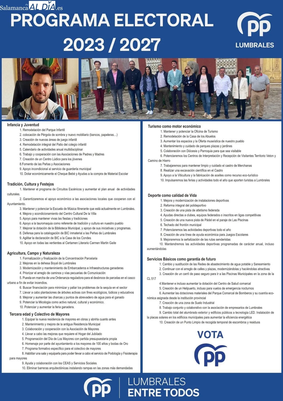 Candidatos al Ayuntamiento y cargos del PP en el acto público celebrado en Lumbrales