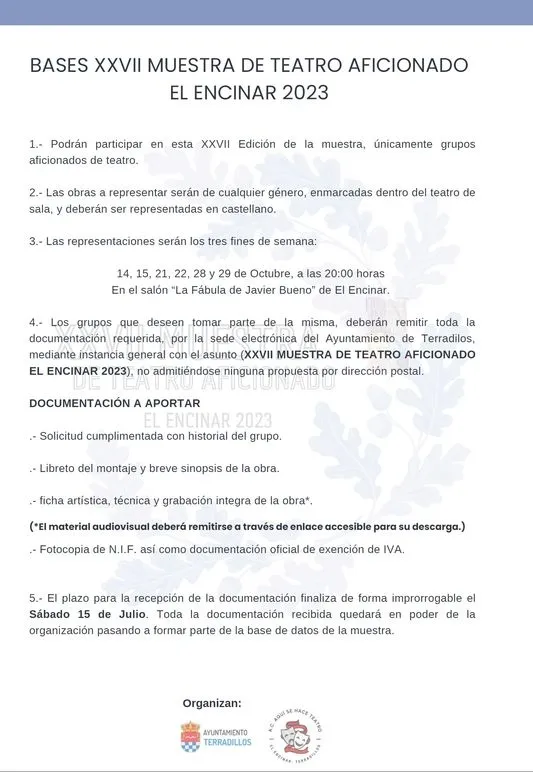 Foto 3 - Abierto el plazo de inscripci&oacute;n a la XXVII Muestra de Teatro de El Encinar&nbsp;