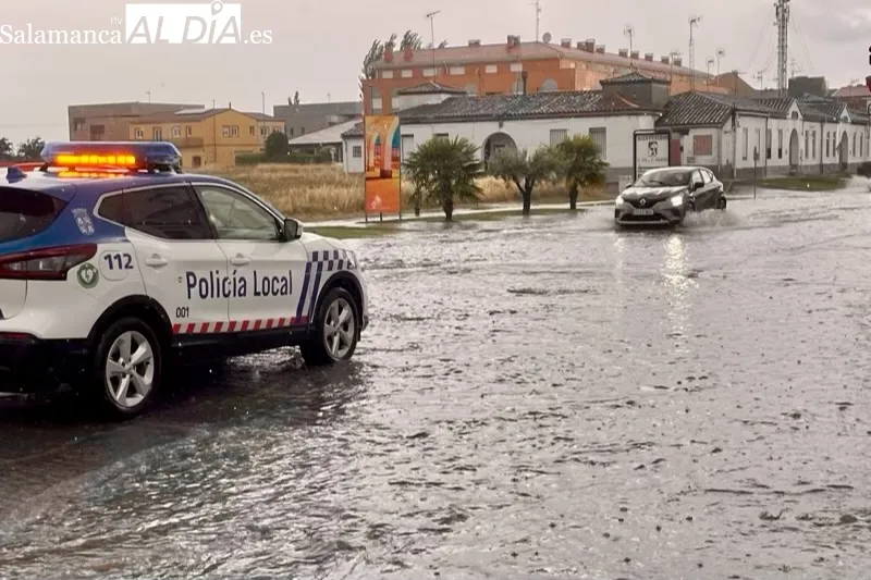 Una gran tormenta anegaba los accesos a Peñaranda