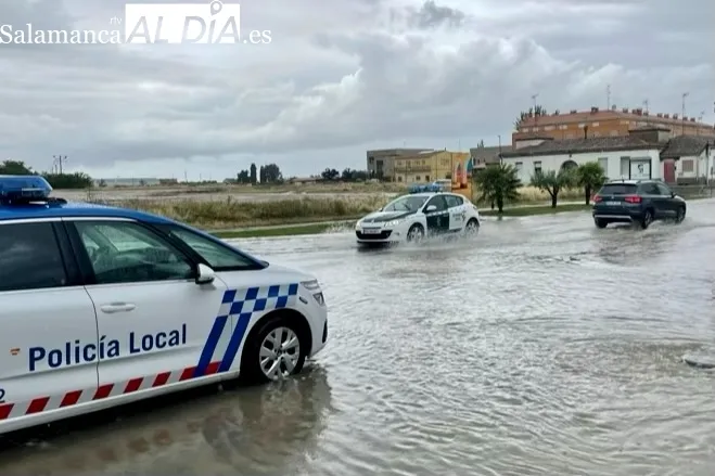 Una gran tormenta anegaba los accesos a Peñaranda