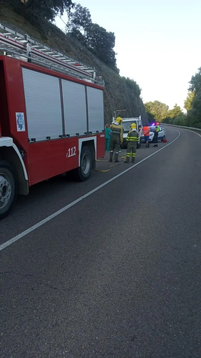 Foto 5 - Heridos tras salirse de la v&iacute;a con un cami&oacute;n: los bomberos tuvieron que intervenir para sacar al copiloto