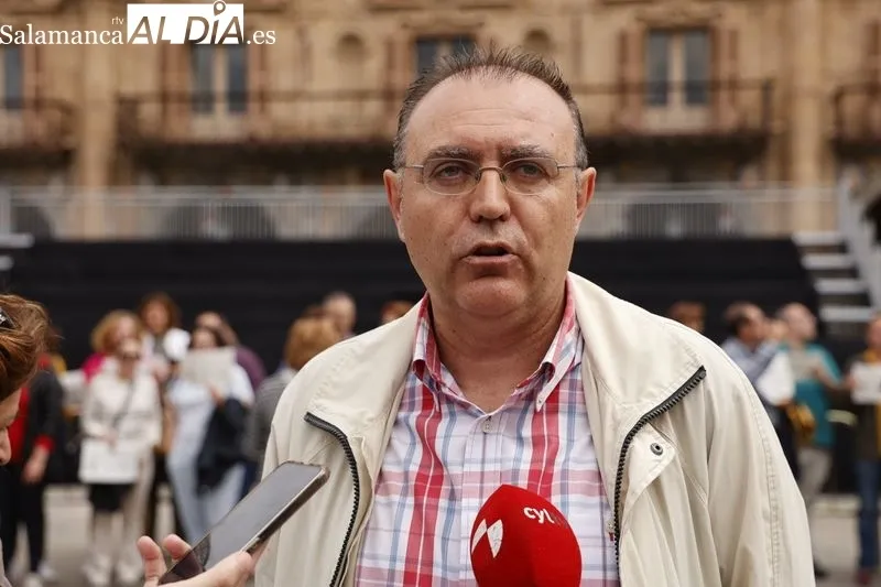 Manifestación de trabajadores de Justicia en la Plaza Mayor de Salamanca. Foto de David Sañudo