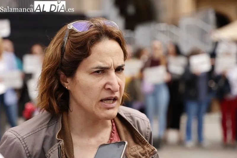 Manifestación de trabajadores de Justicia en la Plaza Mayor de Salamanca. Foto de David Sañudo