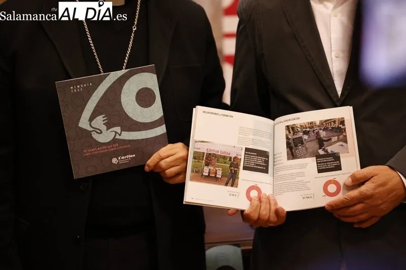Cáritas Salamanca ha presentado esta mañana su Memoria 2022 en la Casa de la Iglesia, con la presencia del obispo, José Luis Retana Gozalo. Foto de David Sañudo
