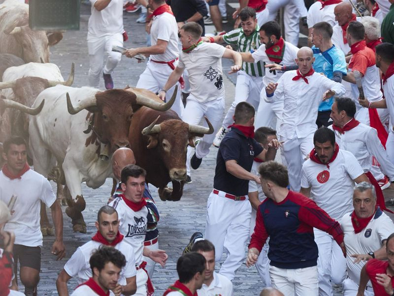 Tercer encierro de las fiestas de San Fermín con toros de Cebada Gago. - EDUARDO SANZ-EUROPA PRESS