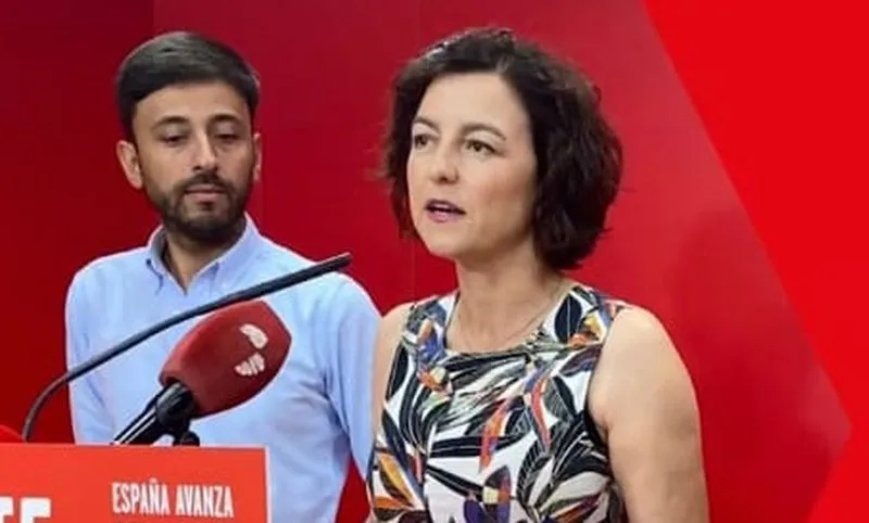 Eva Granados, portavoz del PSOE en el Senado, en la rueda de prensa de Salamanca. Foto PSOE Salamanca