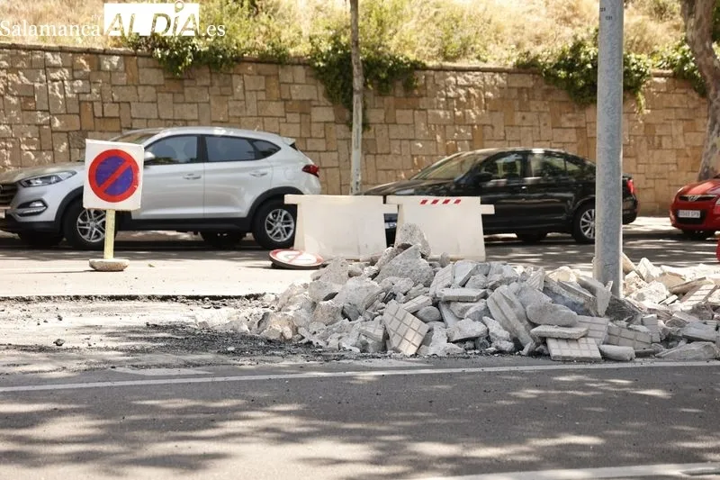 Obras del nuevo carril bici cerca del Hospital. Foto de David Sañudo