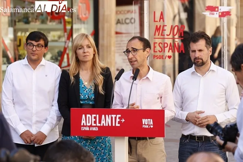 Visita de Luis Tudanca para apoyar la campaña del PSOE en Salamanca. Foto de David Sañudo