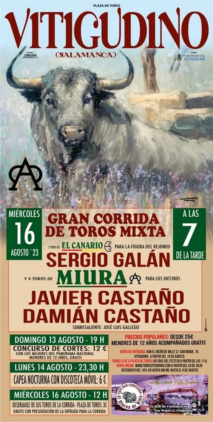Foto 2 - Sergio Gal&aacute;n, los hermanos Casta&ntilde;o y Miura, protagonistas en Vitigudino el 16 de agosto