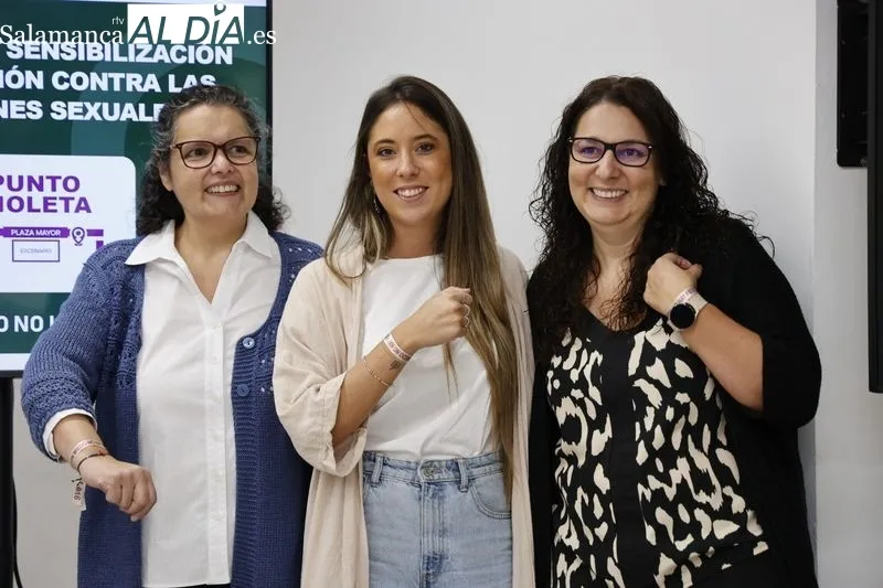 Las concejalas de Familia e Igualdad de Oportunidades, Miryam Rodríguez, y de Salud Pública, María de la Vega Villar, presentaban esta mañana la campaña de sensibilización y prevención contra agresiones sexuales para las Fiestas de Salamanca. Foto de Davi
