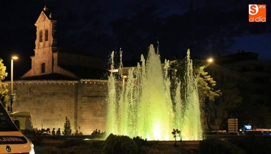 El motivo por el que la fuente de la Puerta de Zamora se ilumina este domingo de verde