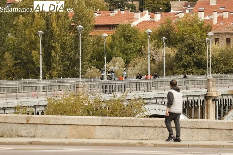 El puente Enrique Estevan, escenario del rodaje de esta mañana de sábado. Fotos: David Sañudo