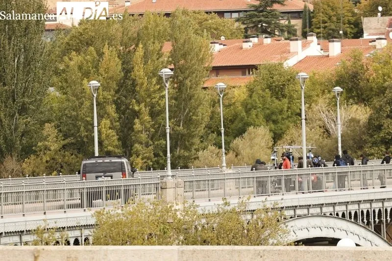 El puente Enrique Estevan, escenario del rodaje de esta mañana de sábado. Fotos: David Sañudo