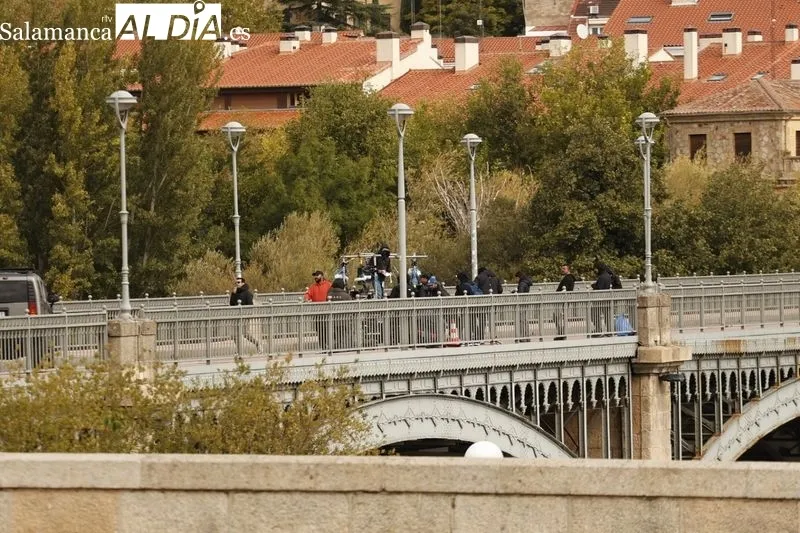 El puente Enrique Estevan, escenario del rodaje de esta mañana de sábado. Fotos: David Sañudo