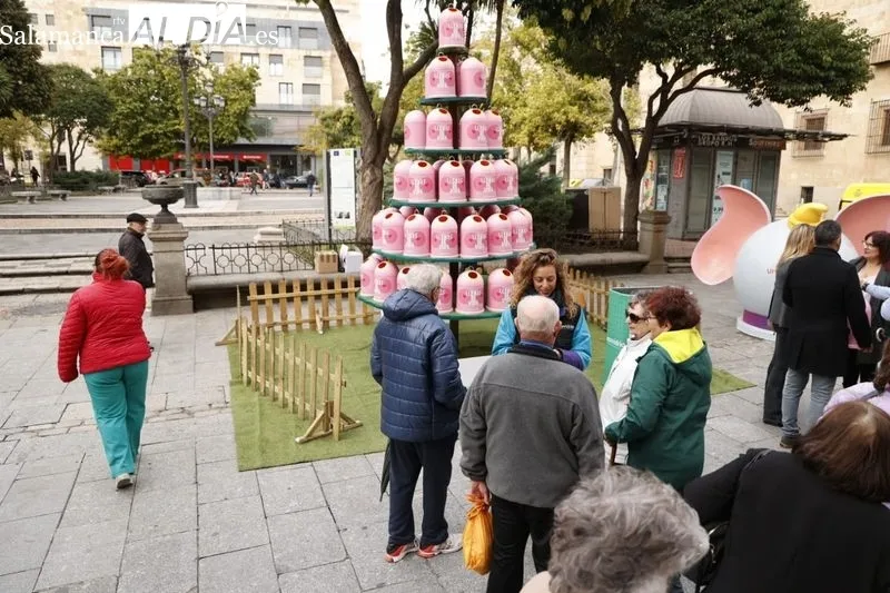 Presentación en la plaza de los Bandos de la campaña ‘Recicla vidrio por ellas’. Foto de David Sañudo