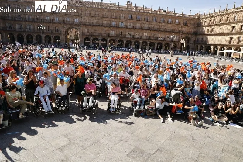 Actos de ASPACE en la Plaza Mayor de Salamanca con motivo del Día Mundial de la Parálisis Cerebral