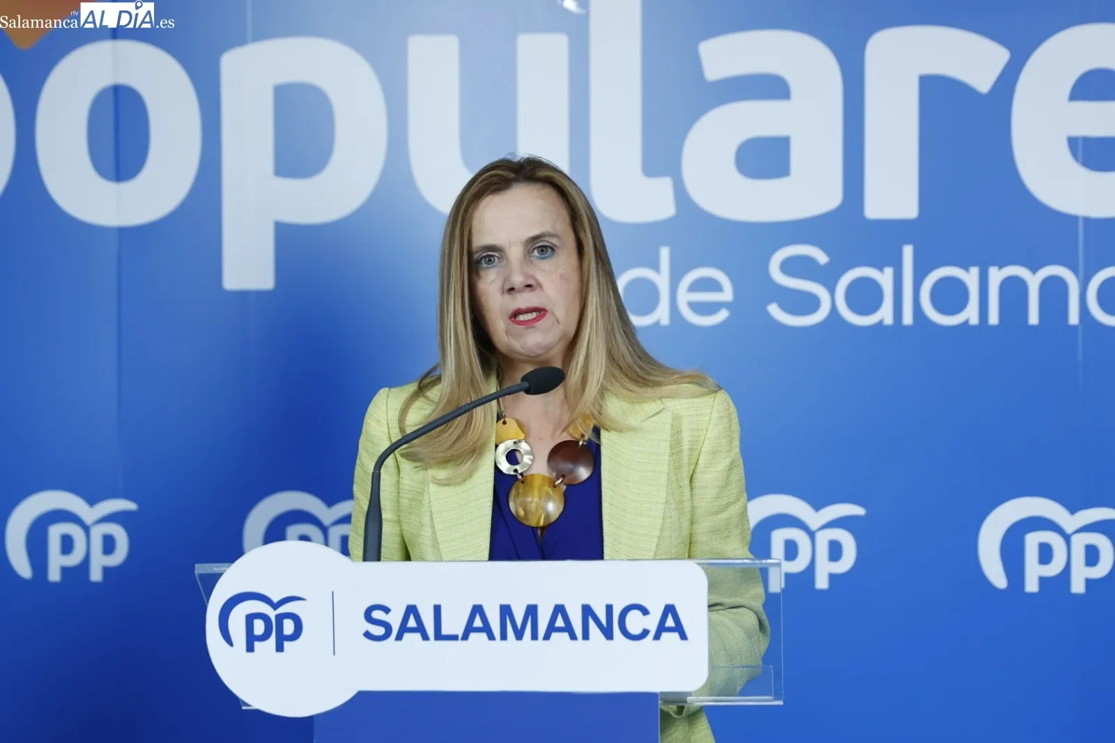 La senadora popular por Salamanca, Esther del Brío, en la rueda de prensa de este viernes. Foto de David Sañudo