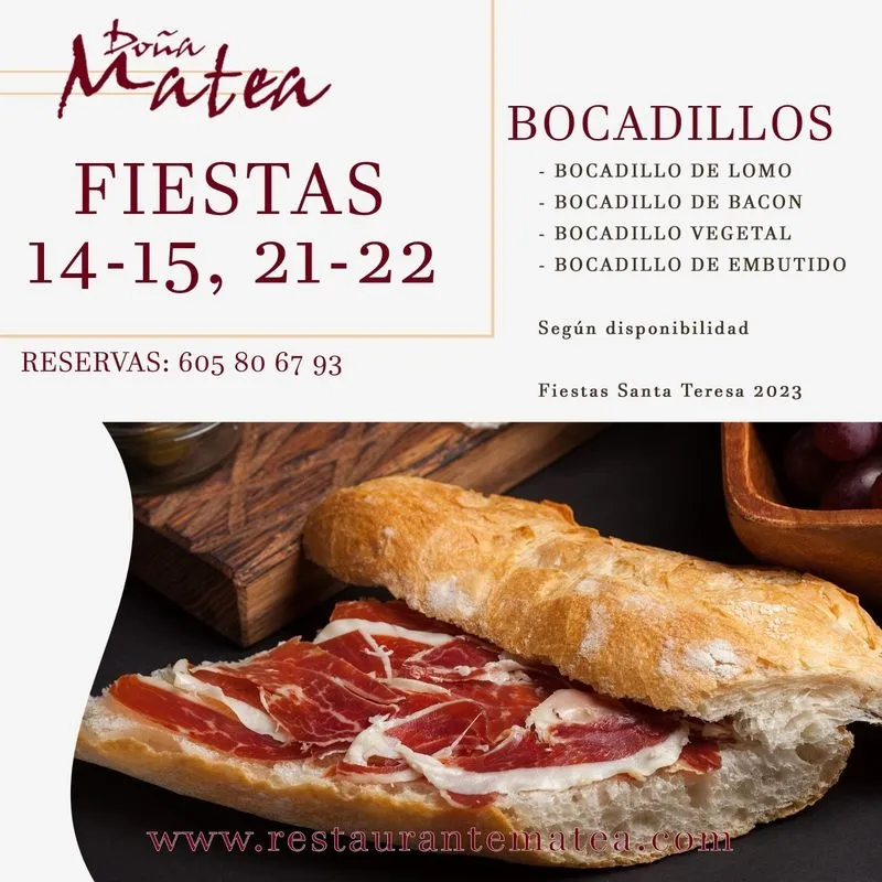 Foto 2 - Men&uacute;s y bocadillos para las fiestas en Restaurante Do&ntilde;a Matea