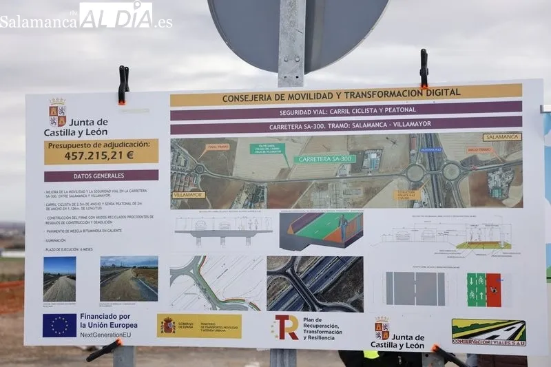Visita de las autoridades al nuevo carril bici y peatonal entre Villamayor y Salamanca. Foto de David Sañudo