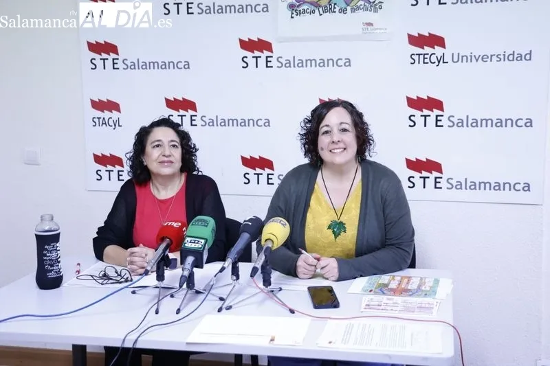 Rueda de prensa de las responsables del STE-SA. Foto de David Sañudo