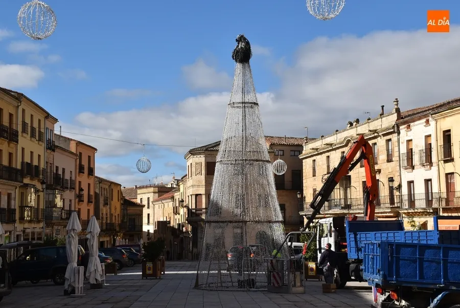 Foto 4 - La Plaza Mayor da la bienvenida, quiz&aacute; por &uacute;ltima vez, a su gran &aacute;rbol de Navidad