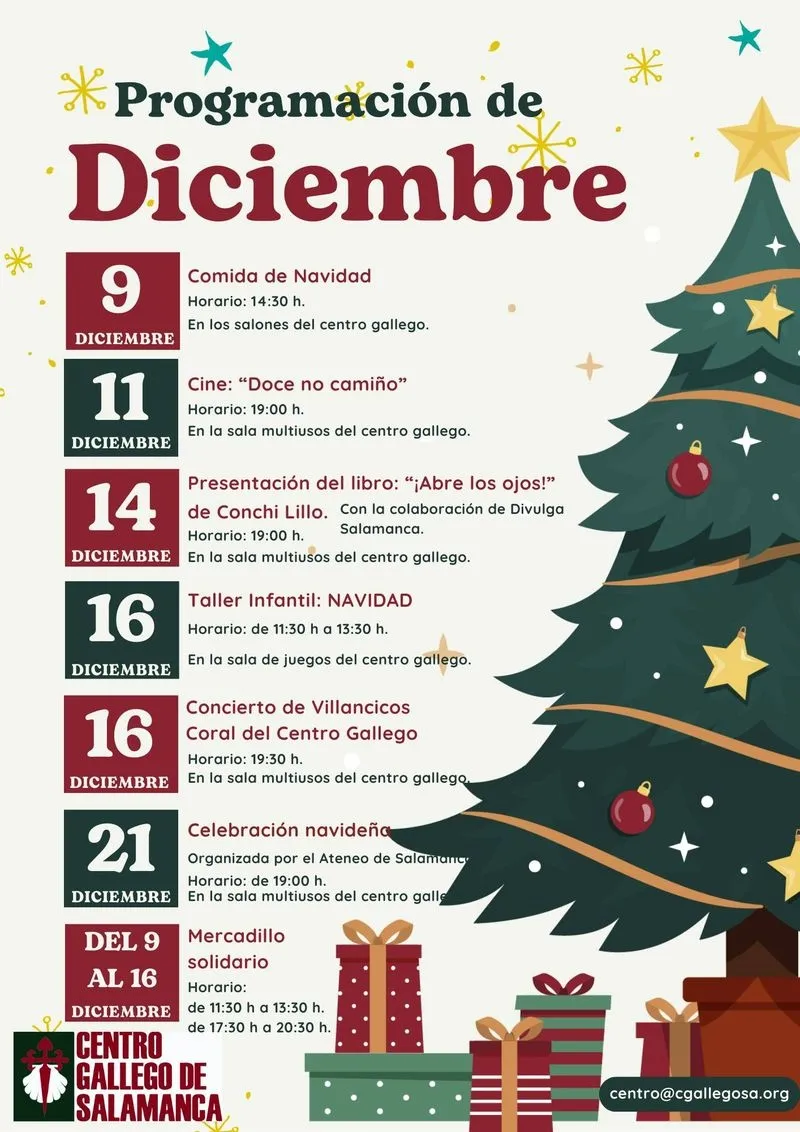 Programación de diciembre del Centro Gallego de Salamanca.