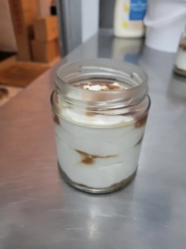 Mousse de requesón de Vilvestre con fusión de granadas