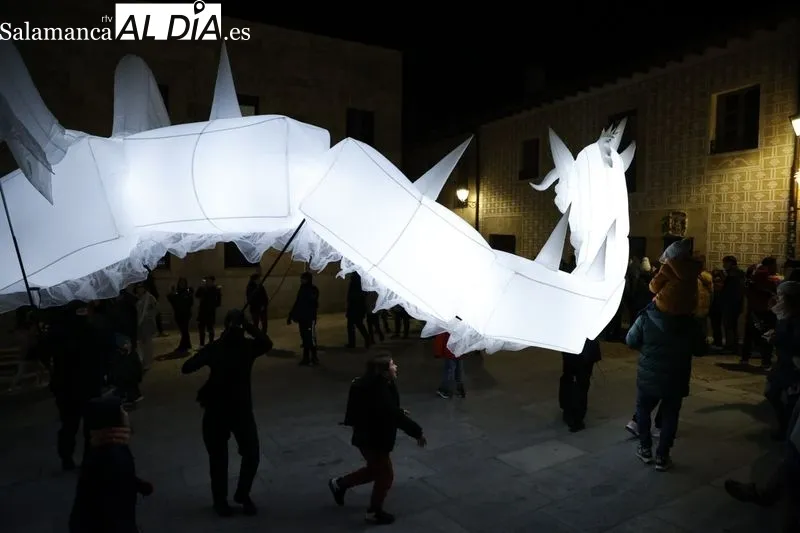 Espectáculo poético y de luz en el Huerto de Calixto y Melibea, y pasacalles 'Drakarys' de la compañía salmantina Planetarium. Foto: David Sañudo