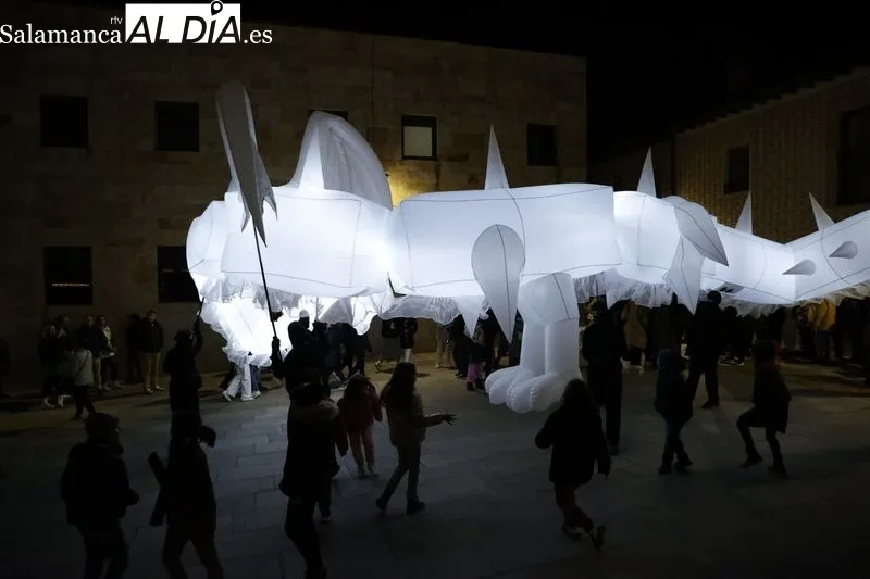 Espectáculo poético y de luz en el Huerto de Calixto y Melibea, y pasacalles 'Drakarys' de la compañía salmantina Planetarium. Foto: David Sañudo