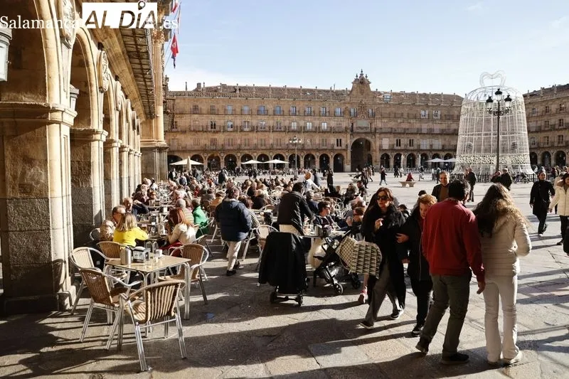 Imágenes de salmantinos y turistas paseando por el centro de la ciudad. Fotos: David Sañudo.