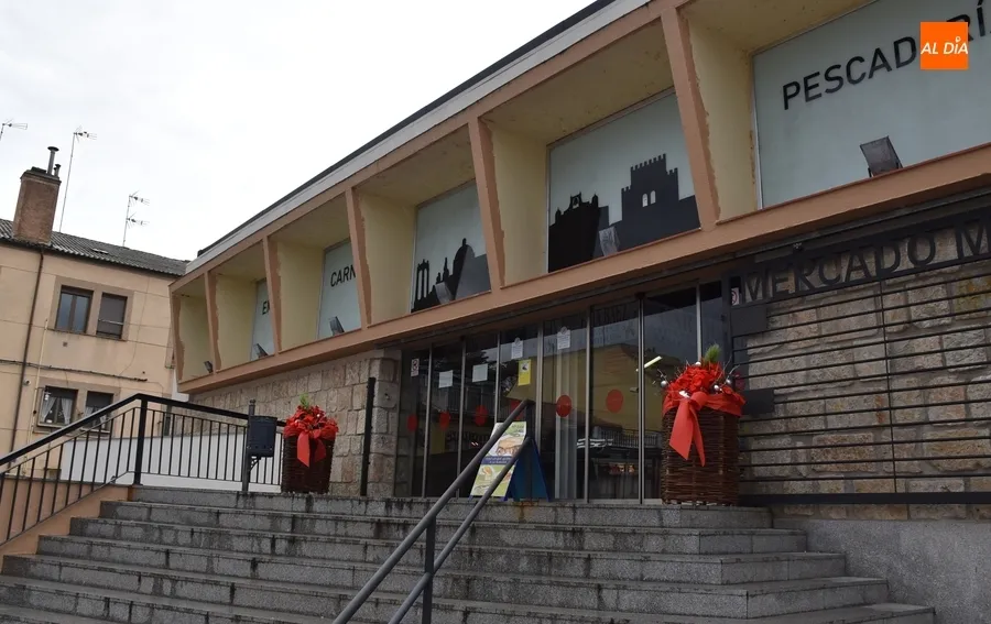 Foto 3 - Colocados cestos navide&ntilde;os junto al Parador y el Mercado de Abastos