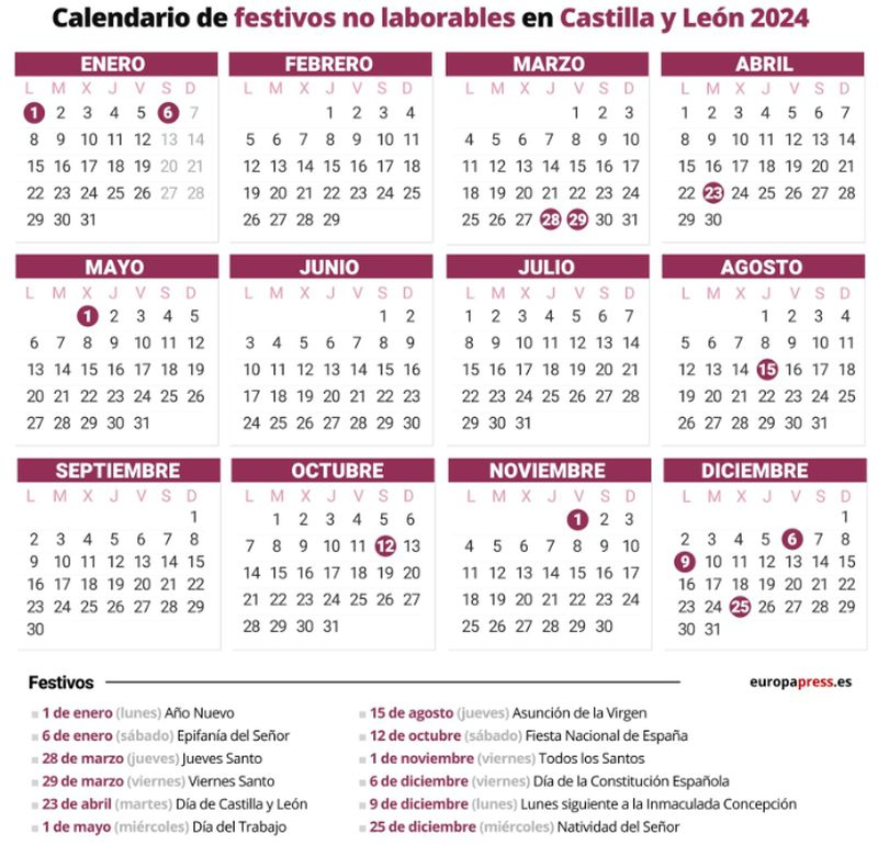 Calendario laboral de 2004 en Castilla y León