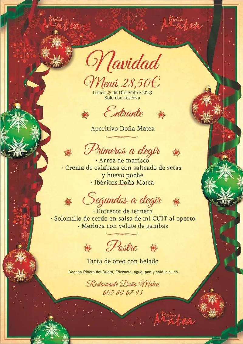 Foto 2 - El Restaurante Do&ntilde;a Matea oferta tres men&uacute;s navide&ntilde;os a un precio de 28,50 euros