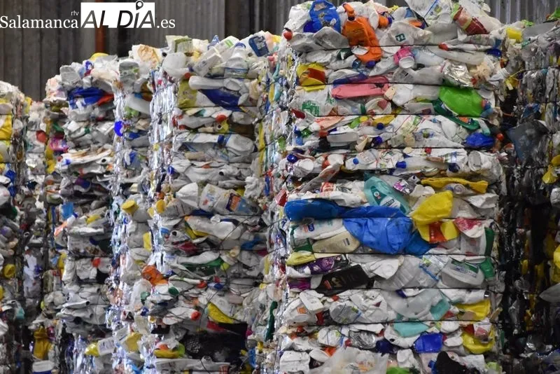 Planta de selección de envases de Salamanca, gestionada por Ecoembes y que recibe cada mes 250 toneladas de material. Foto de Vanesa Martins
