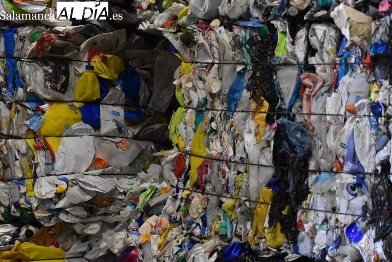 Planta de selección de envases de Salamanca, gestionada por Ecoembes y que recibe cada mes 250 toneladas de material. Foto de Vanesa Martins