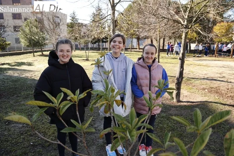 Plantación de árboles frutales en el Colegio Maristas de Salamanca | FOTOS: David Sañudo 