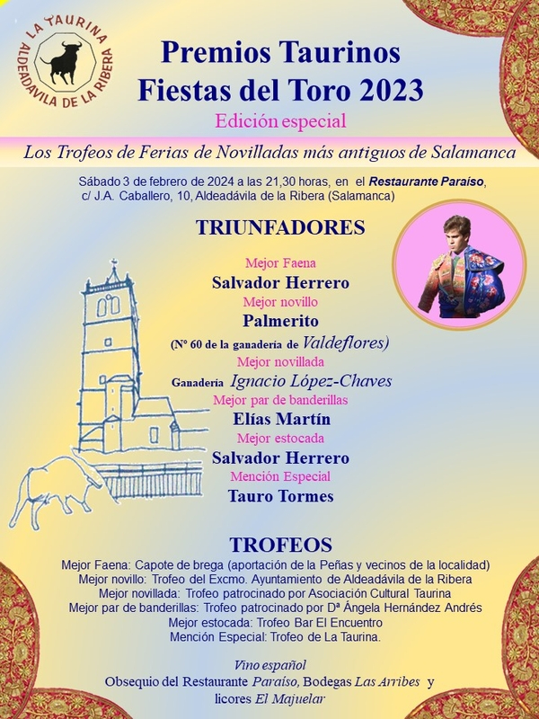 Foto 3 - La Taurina celebra en Aldeadávila una edición especial por los 25 años de sus premios Fiestas del Toro
