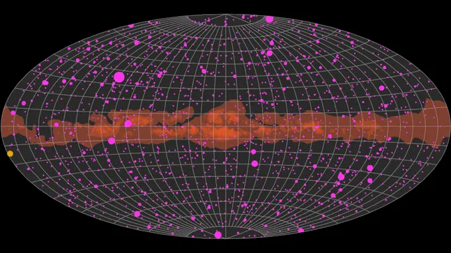Imagen de animación de fuegos artificiales cósmicos -invisibles a nuestros ojos- que llenan el cielo nocturno. Foto: NASA