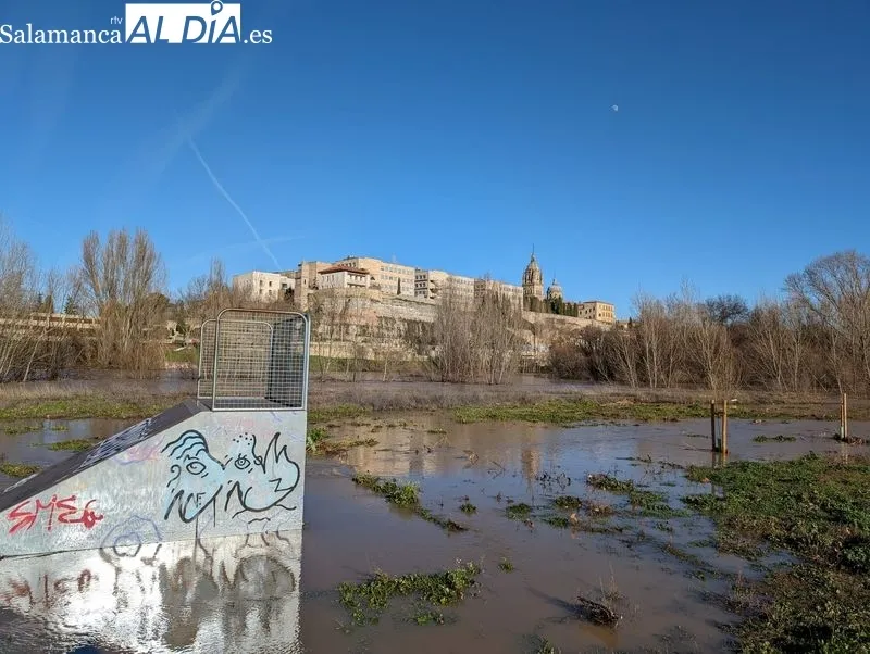 El río Tormes a su paso por Salamanca este domingo. Fotos: David Sañudo