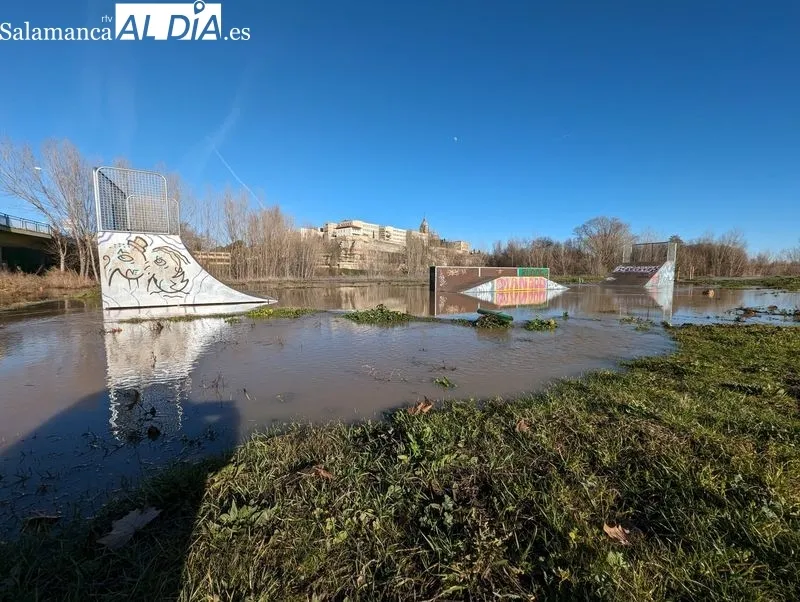El río Tormes a su paso por Salamanca este domingo. Fotos: David Sañudo