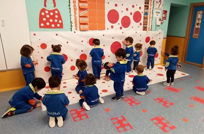 Alumnado en el colegio Marista. 