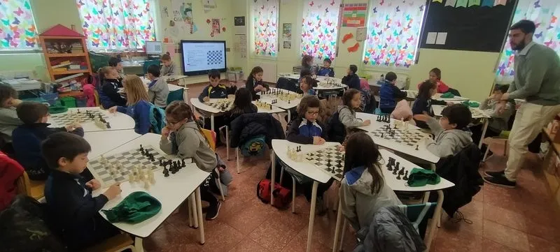 Alumnado en el colegio Marista. 