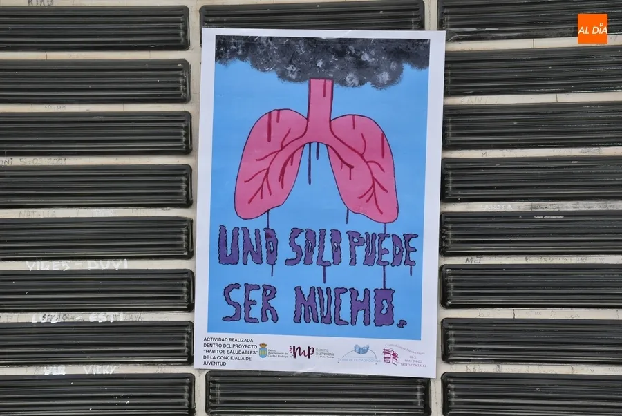 Foto 7 - Alumnos del IES Tierra y Misioneras pegan carteles para fomentar h&aacute;bitos saludables