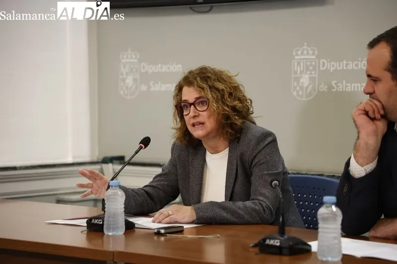 Presentación de la décima edición del programa 'Provincia creativa' con el delegado del área de Cultura de la Diputación, David Mingo, y la vicerrectora de Ciencias de la Salud y Asuntos Sociales, Ana Martín. Foto D. Sañudo