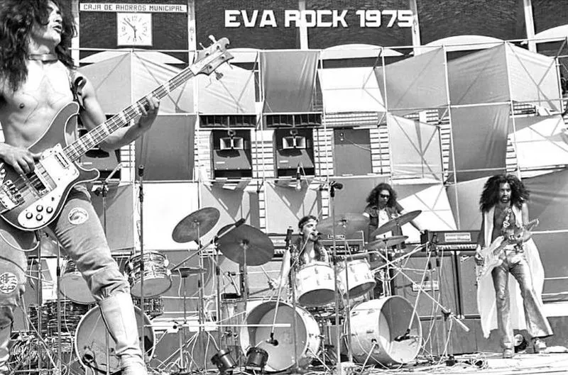 Eva Rock, en su actuación en Burgos en 1975